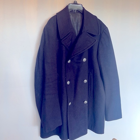 Wool Navy Blue Vintage Military Jacket - Picture 3 of 10